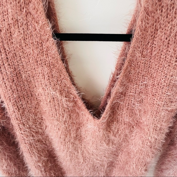 Retro style vneck sweater faux fur size L - Picture 6 of 7